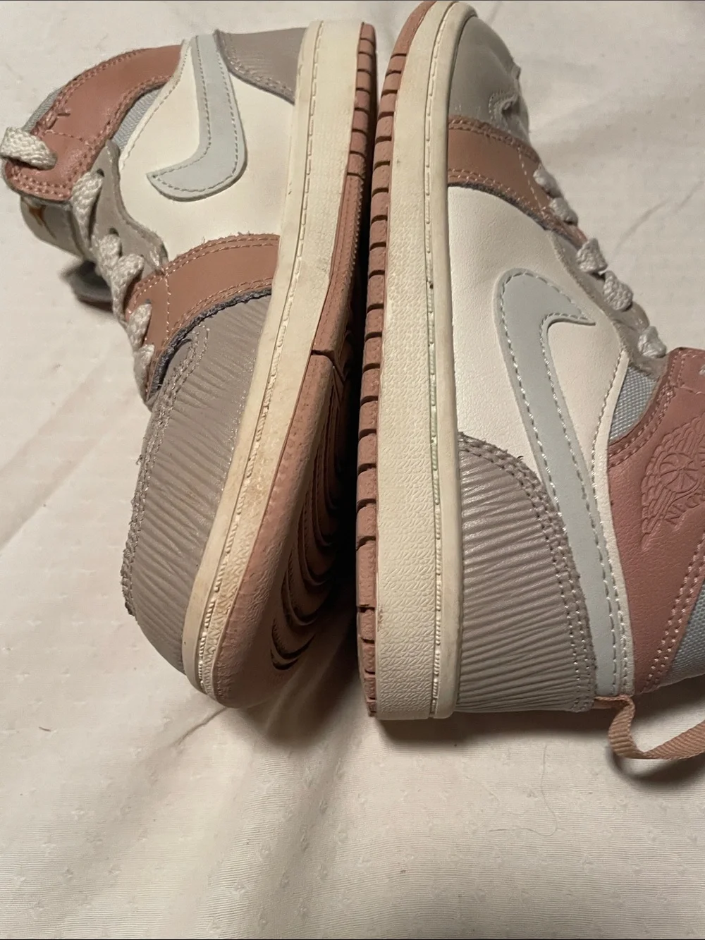 Jordan Kids High-Top Sneakers in Gray and Pink